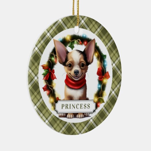 Chihuahua Ceramic Circle Ornament (Rechts)