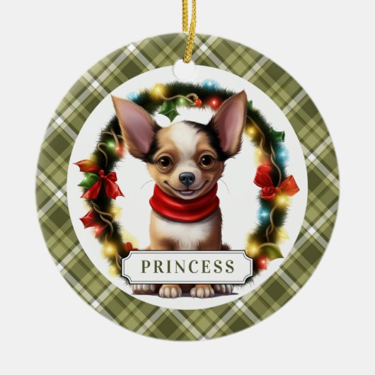 Chihuahua Ceramic Circle Ornament (Voorkant)