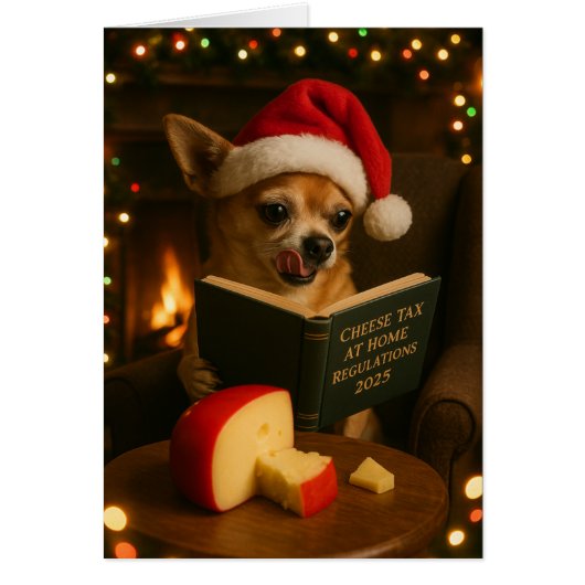 Chihuahua 'Cheese Tax' Christmas card (Voorkant)