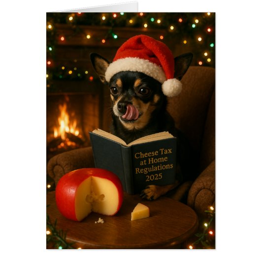 Chihuahua 'Cheese Tax' Christmas card (Voorkant)