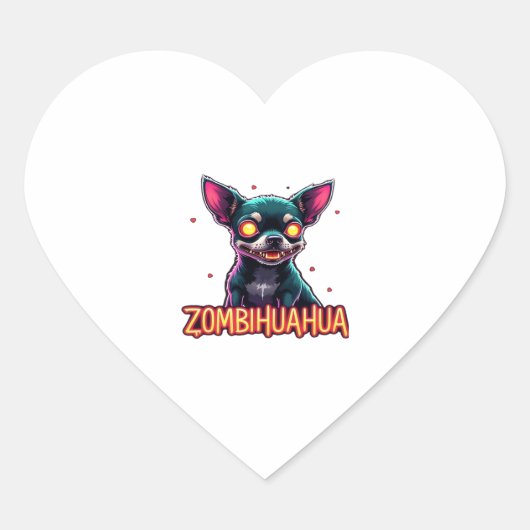 Chihuahua Chi Chichi Chiwawa Zombie Dog Halloween  Hart Sticker (Voorkant)
