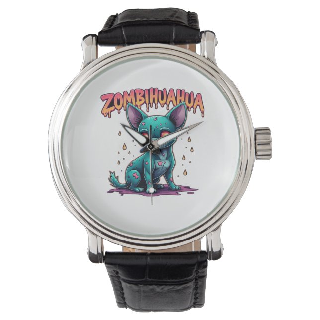 Chihuahua Chi Chichi Chiwawa Zombie Dog Halloween Horloge (Voorkant)