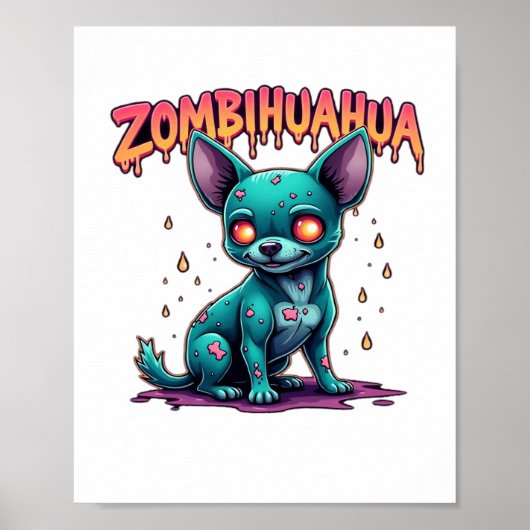Chihuahua Chi Chichi Chiwawa Zombie Dog Halloween Poster (Voorkant)