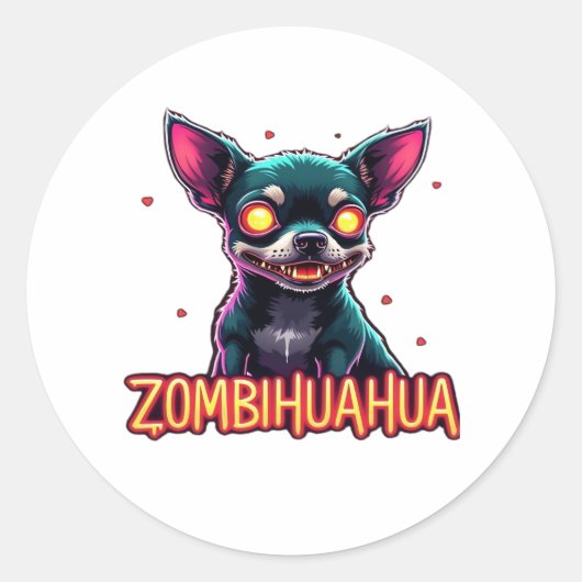 Chihuahua Chi Chichi Chiwawa Zombie Dog Halloween Ronde Sticker (Voorkant)