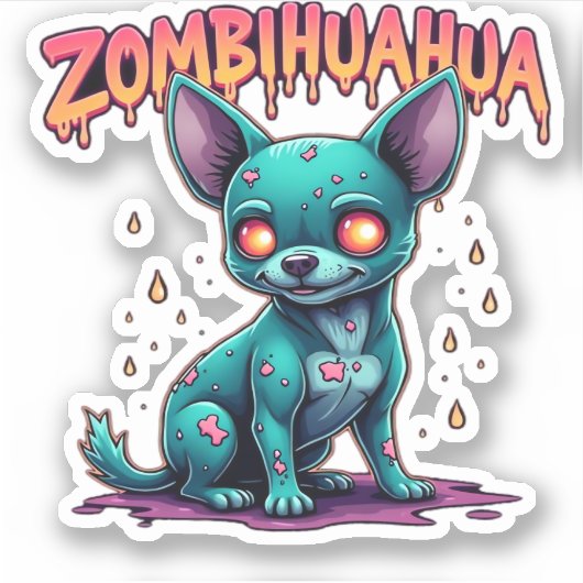 Chihuahua Chi Chichi Chiwawa Zombie Dog Halloween Sticker (Voorkant)