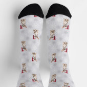 Chihuahua Chi Hond in Santa Hat Grijs Sokken (Top)