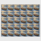 Chihuahua Christmas Boat Holiday Cadeaupapier (Vlak)