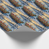 Chihuahua Christmas Boat Holiday Cadeaupapier (Hoek)