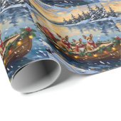 Chihuahua Christmas Boat Holiday Cadeaupapier (Rol Hoek)