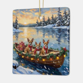 Chihuahua Christmas Boat Holiday Keramisch Ornament (Links)