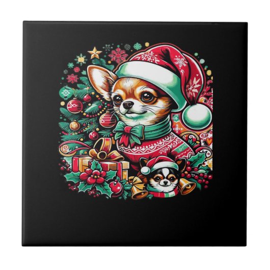 Chihuahua Christmas Cheer! Classic T-Shirt Tegeltje (Voorkant)