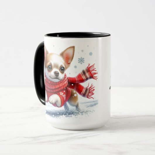 Chihuahua Christmas Coffee Mok Cup (Voorkant links)