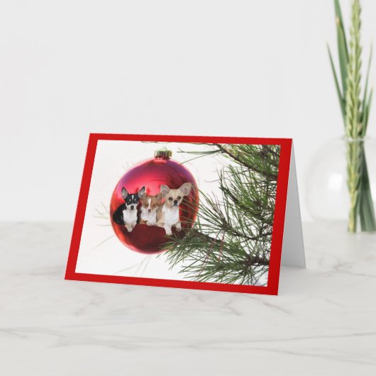 Chihuahua Christmas Kaart Ball (Voorkant)