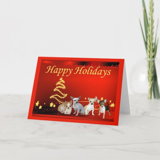 Chihuahua Christmas Kaart Stars (Voorkant)