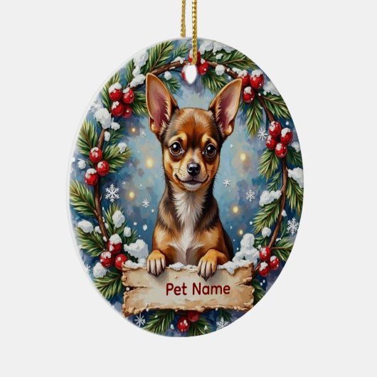 Chihuahua Christmas Keramisch Ornament (Rechts)