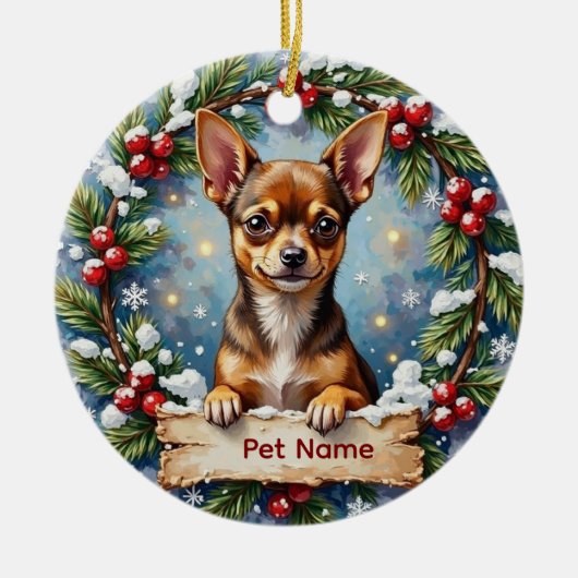 Chihuahua Christmas Keramisch Ornament (Voorkant)