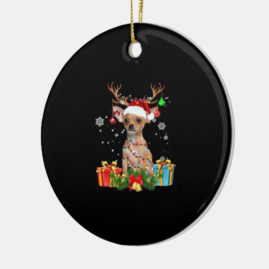 Chihuahua Christmas Lights Santa Oversized T-Shirt Keramisch Ornament (Links)