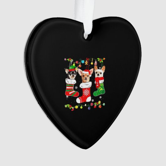 Chihuahua Christmas Lights Xmas Dog Classic T-Shir Ornament (voorkant)