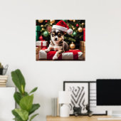 Chihuahua Christmas Puppy Poster (Thuiskantoor)