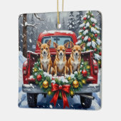 Chihuahua Christmas Red Truck Holiday Keramisch Ornament (Links)