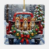 Chihuahua Christmas Red Truck Holiday Keramisch Ornament (Achterkant)