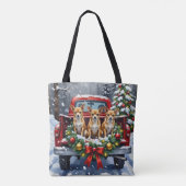 Chihuahua Christmas Red Truck Holiday Tote Bag (Achterkant)