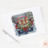 Chihuahua Christmas Red Truck Holiday Vierkante Sticker (Envelop)