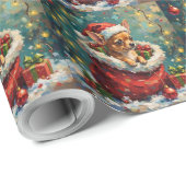 Chihuahua Christmas Santa Bag Adventure Cadeaupapier (Rol Hoek)