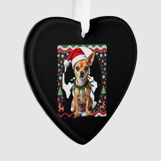Chihuahua Christmas Santa Ugly Sweater Dog Lover X Ornament (voorkant)