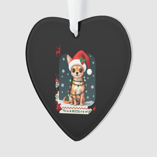 Chihuahua Christmas Santa Ugly Sweater Dog Lover X Ornament (voorkant)