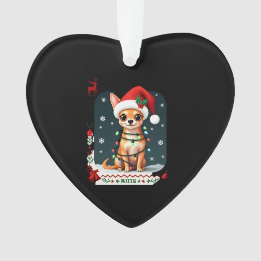Chihuahua Christmas Santa Ugly Sweater Dog Lover X Ornament (voorkant)