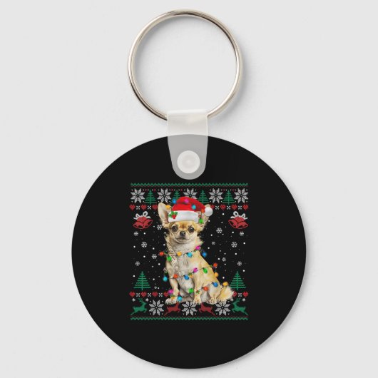 Chihuahua Christmas Santa Ugly Sweater Dog Lover X Sleutelhanger (Voorkant)
