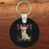 Chihuahua Christmas Santa Ugly Sweater Dog Lover X Sleutelhanger (Voorkant)