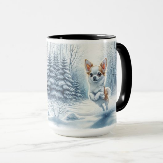 Chihuahua Christmas Snow Coffee Mok (Voorkant rechts)
