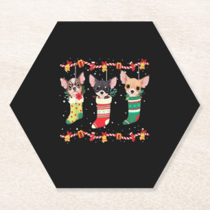 Chihuahua Christmas Sokken Lights Funny Xmas Dog L Kartonnen Onderzetters