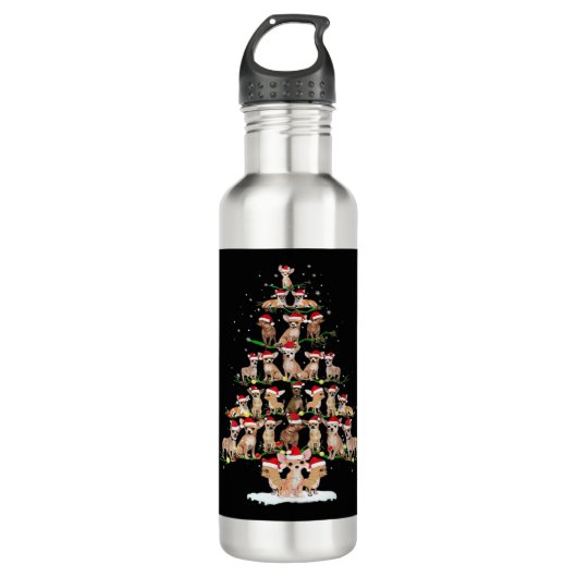 Chihuahua Christmas Tree Funny Tee Xmas Chihuahua  Waterfles (Voorkant)