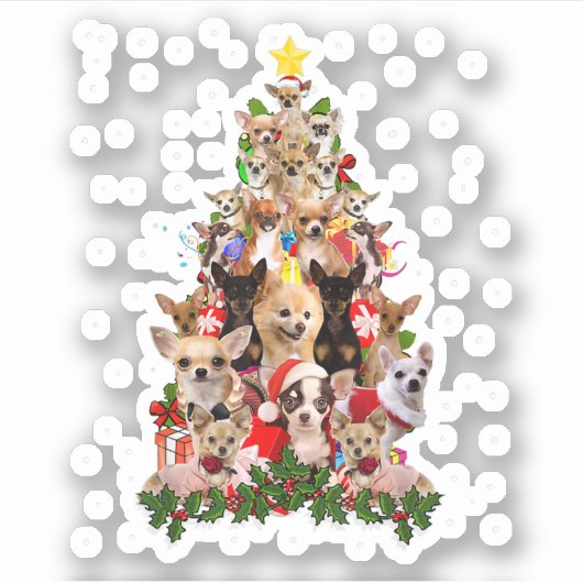 Chihuahua Christmas Tree Xmas For Chihuahua Dogs L Sticker (Voorkant)