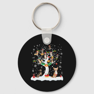 Chihuahua Christmas Xmas Tree Hondenliefhebber Man Sleutelhanger