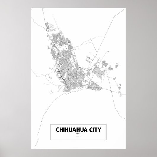 Chihuahua City, Mexico (zwart op wit) Poster (Voorkant)