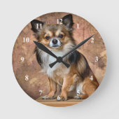 Chihuahua Clock Ronde Klok (Voorkant)