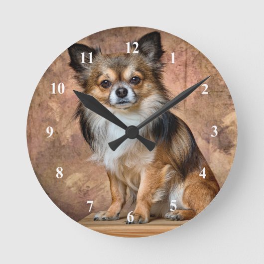 Chihuahua Clock Ronde Klok (Voorkant)