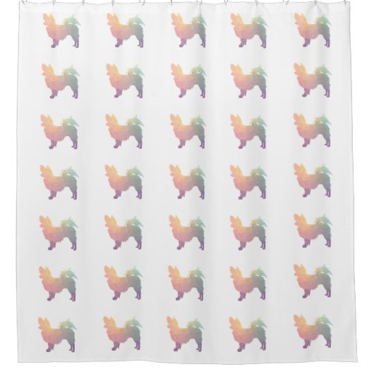 Chihuahua Colorful Geometric Pattern Silhouette Douchegordijn (Voorkant)