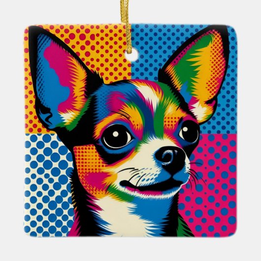 Chihuahua, Colorful Pop Art Style, Keramisch Ornament (Voorkant)