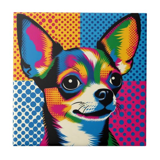 Chihuahua, Colorful Pop Art Style, Tegeltje (Voorkant)