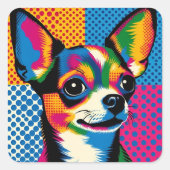 Chihuahua, Colorful Pop Art Style, Vierkante Sticker (Voorkant)