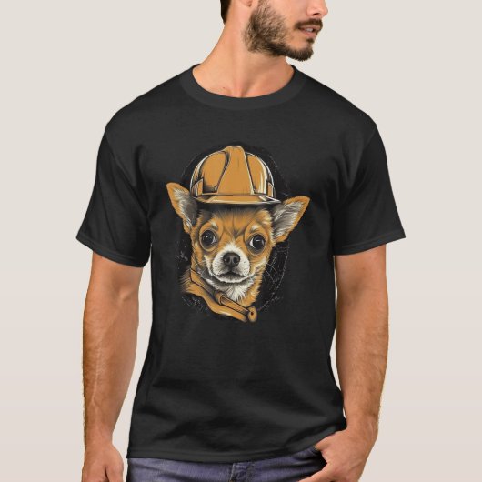 Chihuahua Construction Worker Construction Excavat T-shirt (Voorkant)