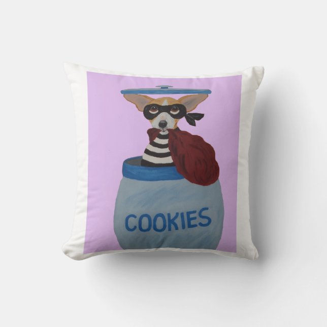 Chihuahua Cookie Dief Kussen (Voorkant)
