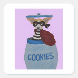 Chihuahua Cookie Thief Vierkante Sticker