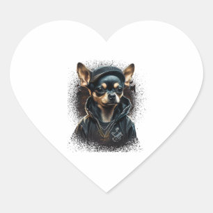 Chihuahua Cool Dog Rap Hip-Hop Gangster Hart Sticker