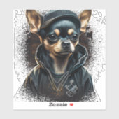 Chihuahua Cool Dog Rap Hip-Hop Gangster Sticker (Vel)
